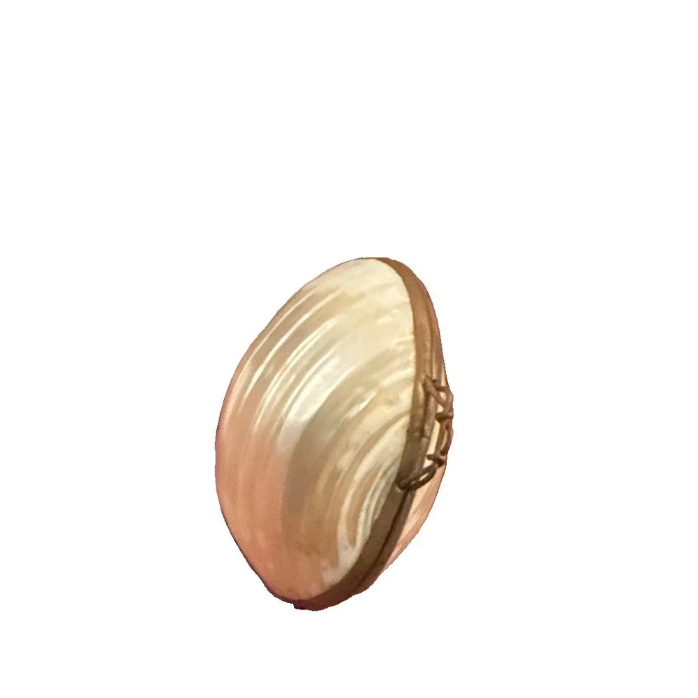 Sea Shell Pearl Jewelry Trinket Pill Box Early 1900s Antique Vintage Pre-owned
